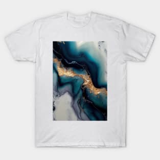 Blue Shore Waves - Abstract Alcohol Ink Resin Art T-Shirt